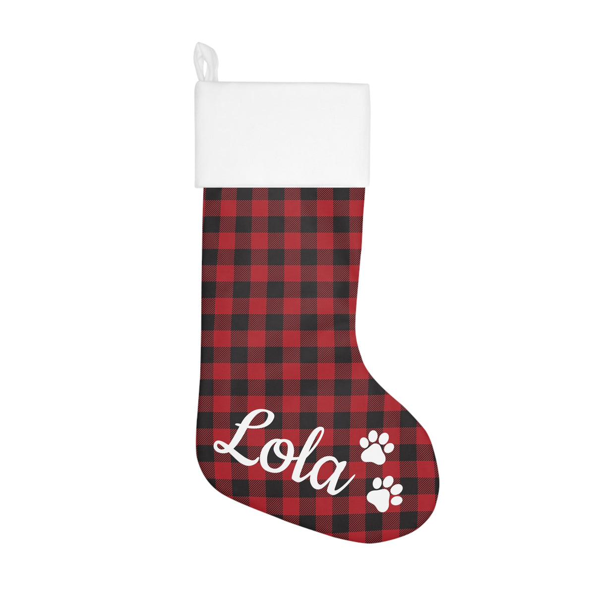 Plaid Red Custom Christmas Dog Stocking