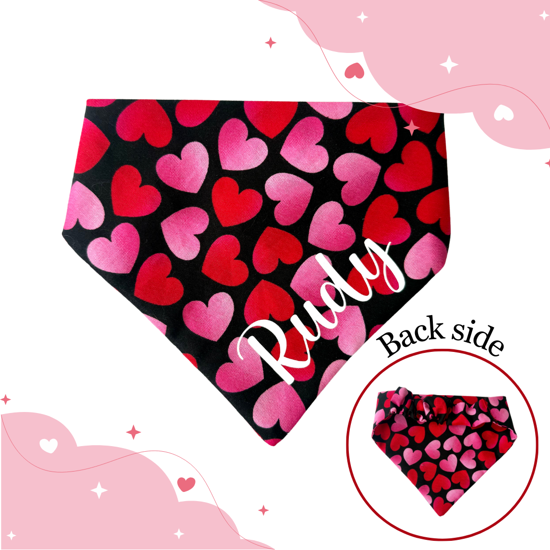 Valentine hearts Custom Scrunchie Dog Bandana