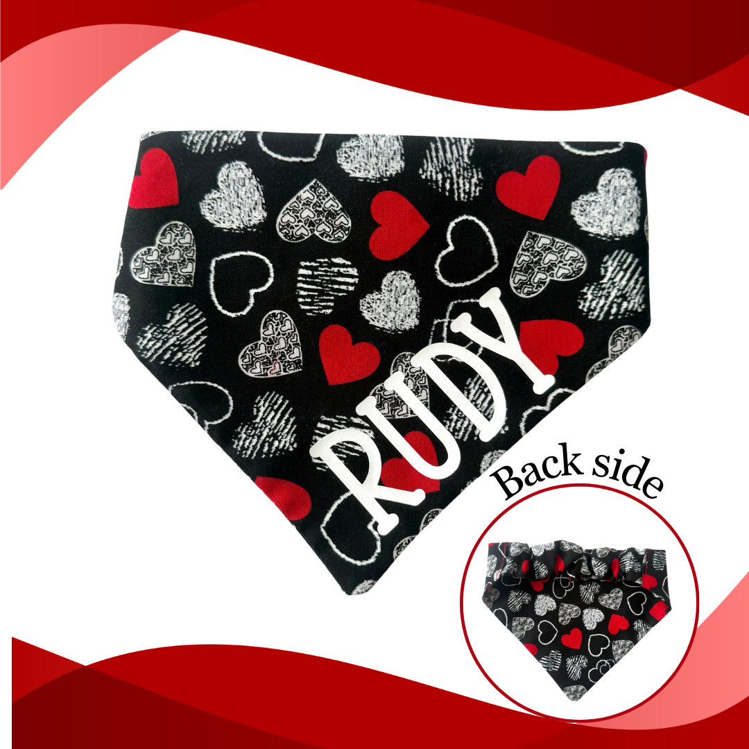 Valentine hearts Custom Scrunchie Dog Bandana