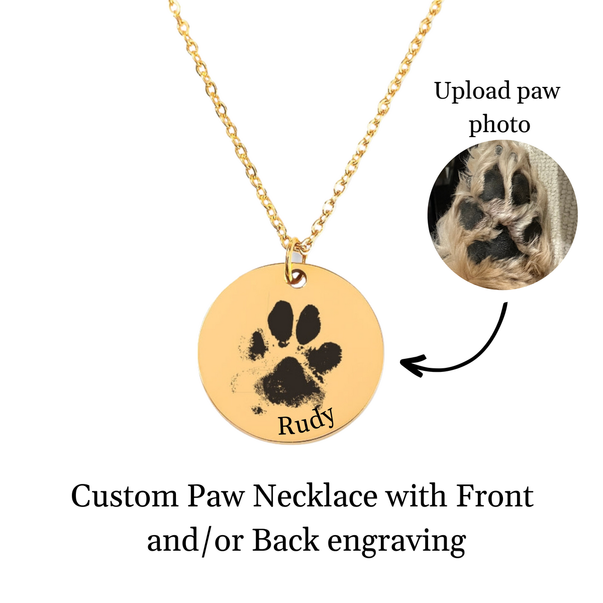 Custom Engraved Paw Print Necklace