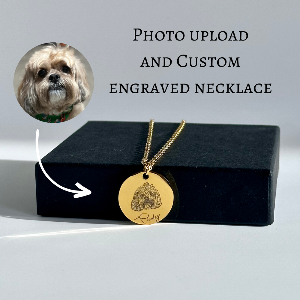 Custom Engraved Dog Photo Necklace