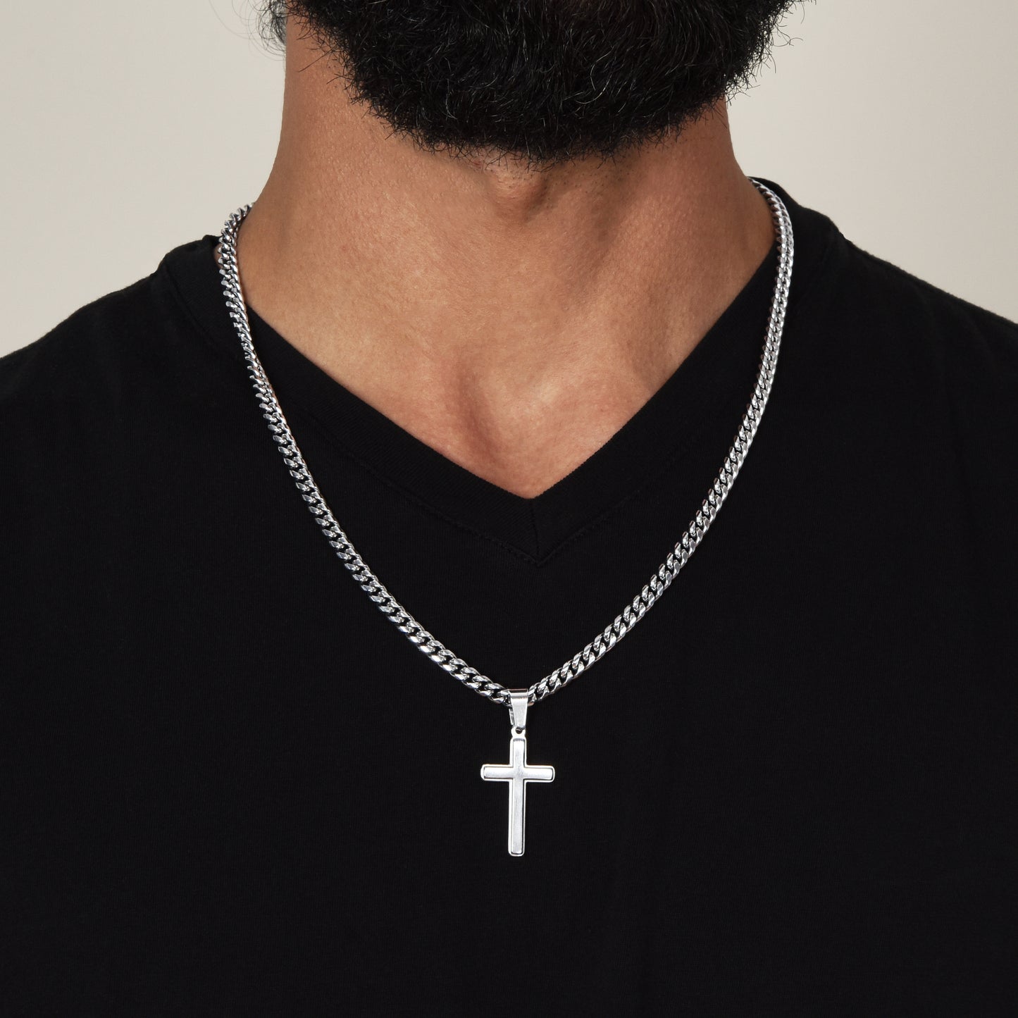 Dog Dad Cross necklace on Cuban link chain Necklace