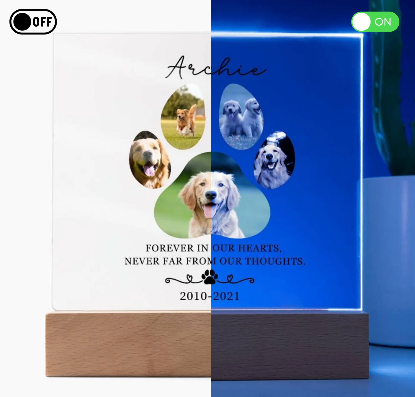 Custom Pet Memorial acrylic LED plaque