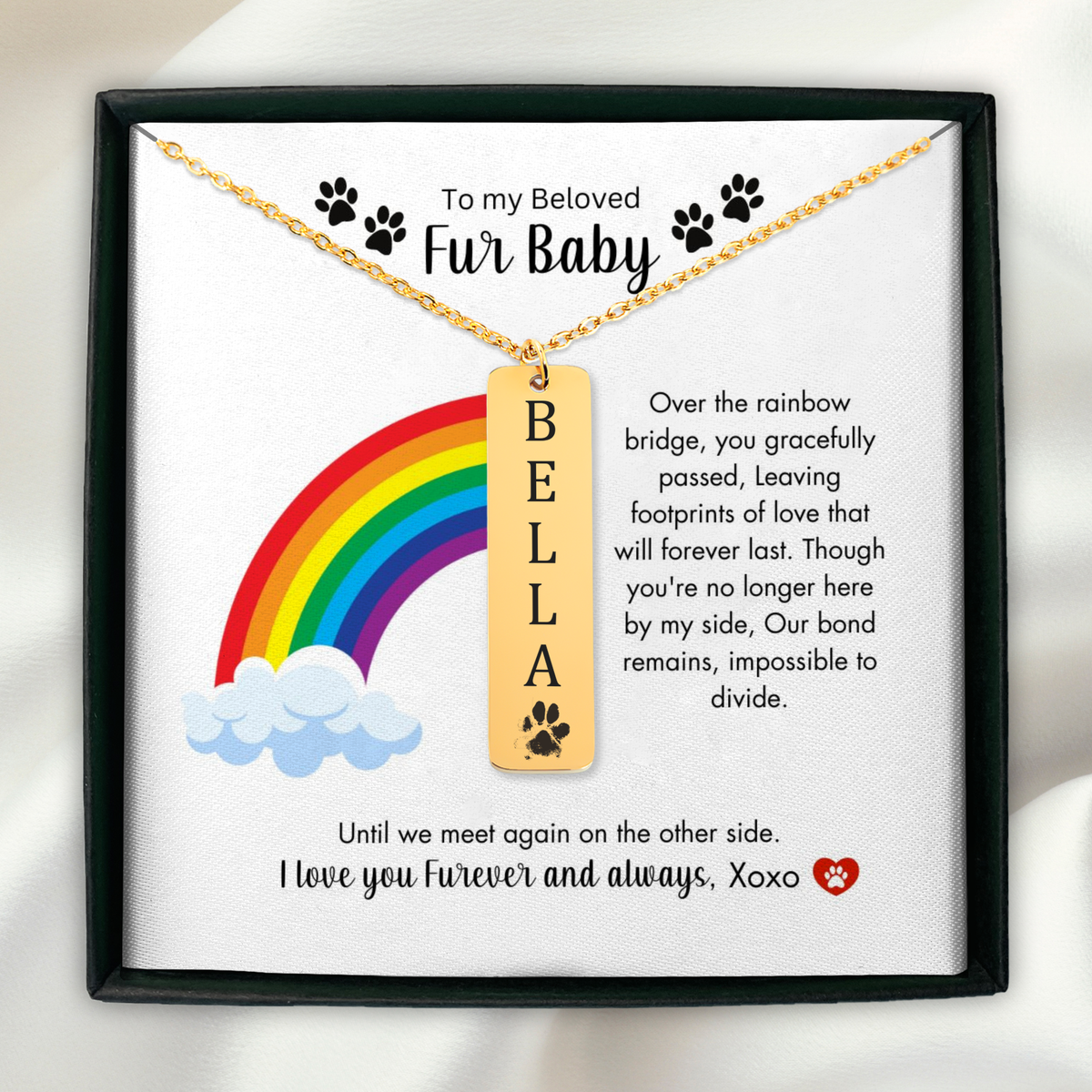 Pet's Name & Paw Print Necklace