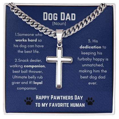 Dog Dad Cross necklace on Cuban link chain Necklace