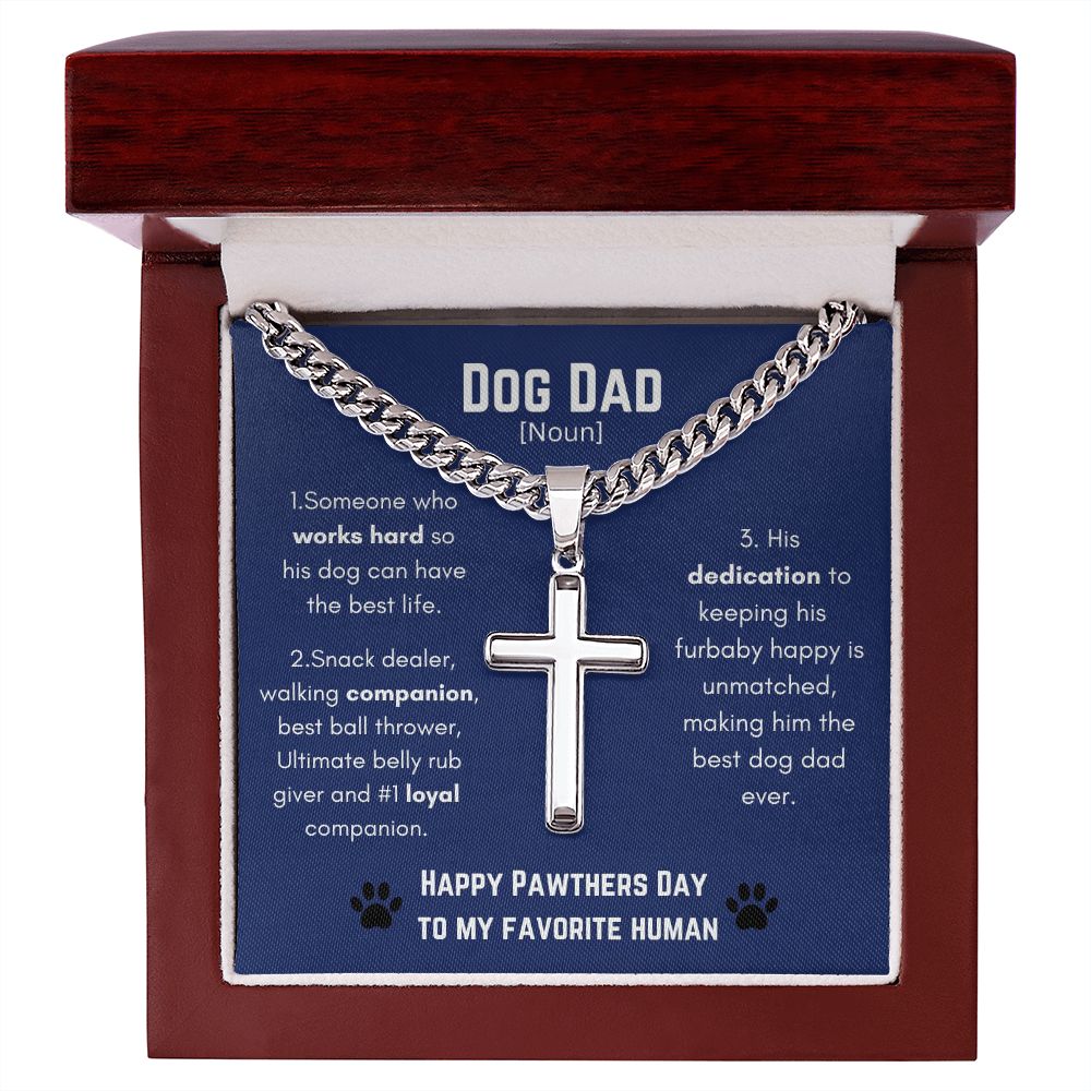 Dog Dad Cross necklace on Cuban link chain Necklace