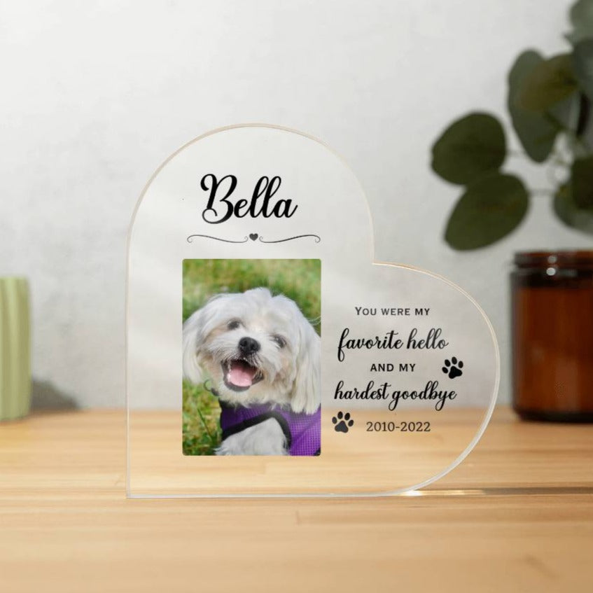 Custom Pet Memorial Acrylic Heart Plaque