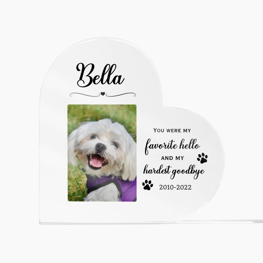 Custom Pet Memorial Acrylic Heart Plaque