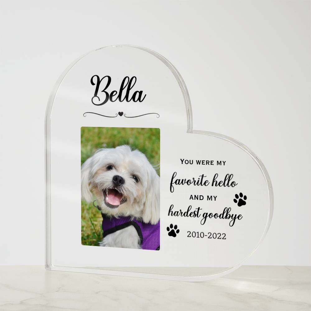 Custom Pet Memorial Acrylic Heart Plaque