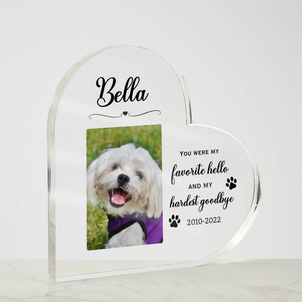 Custom Pet Memorial Acrylic Heart Plaque