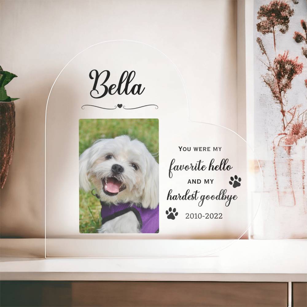 Custom Pet Memorial Acrylic Heart Plaque