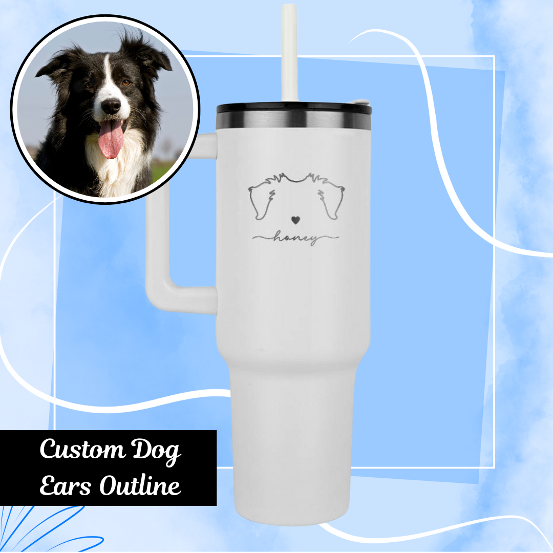 Custom Dog Ears 40oz Tumbler with Handle