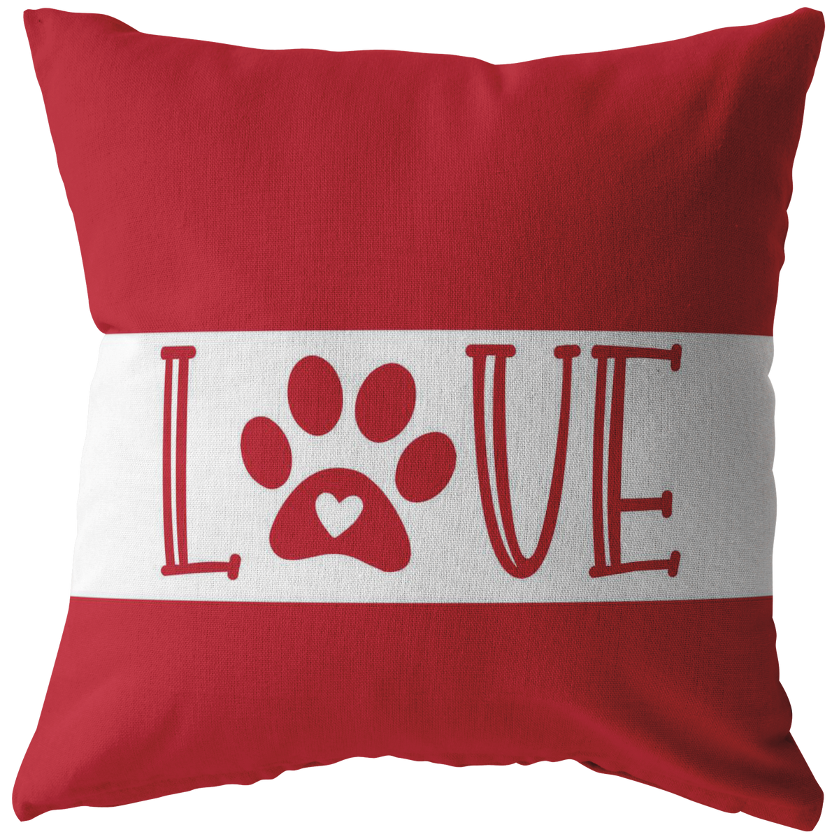 Red and white Dachshund Love Middle Pillow. Red with a white Dachshund Head Pillow. Matching pillows.