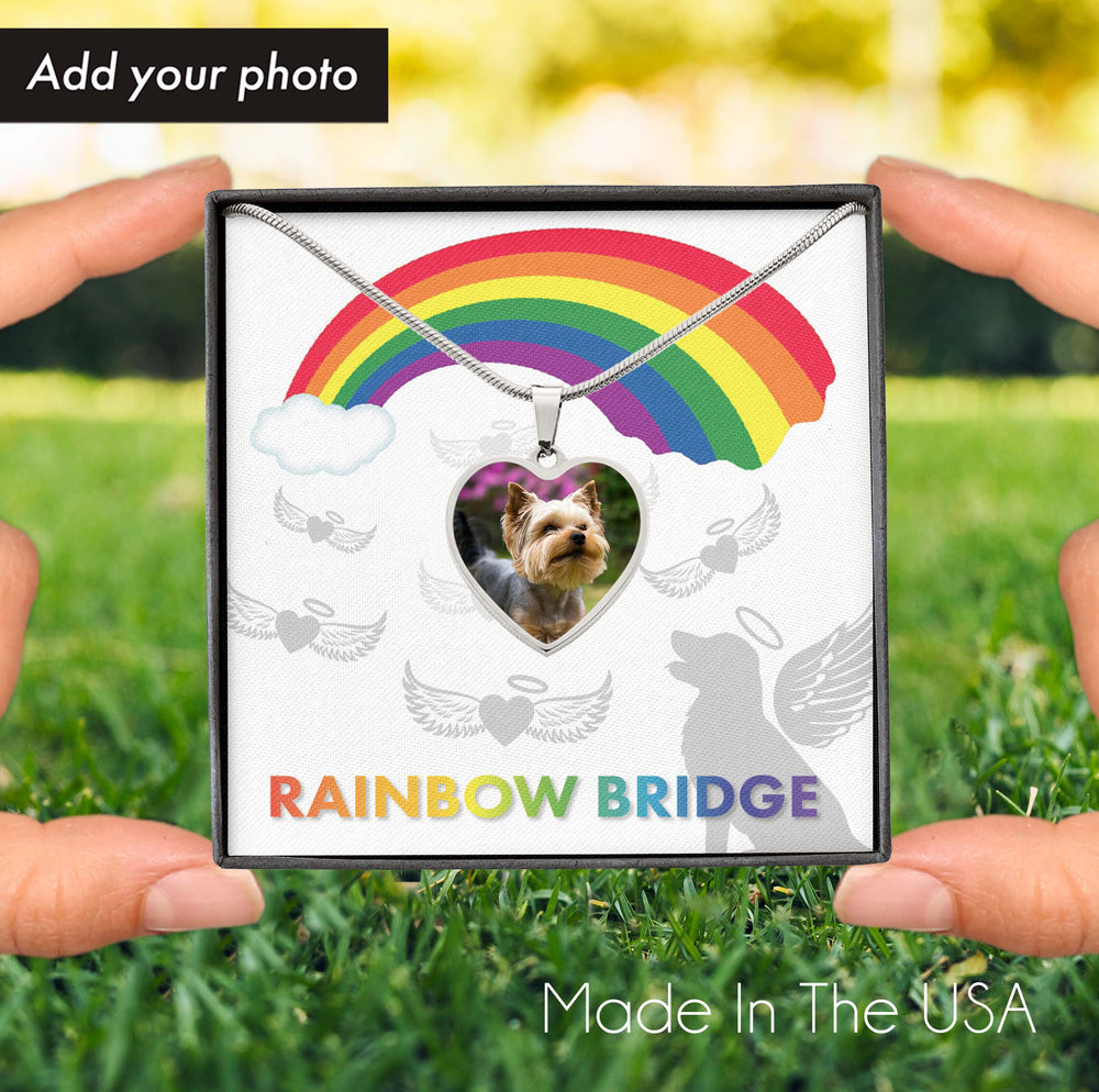 Customized Photo Heart Necklace Rainbow Bridge _Rainbow and Cloud 01